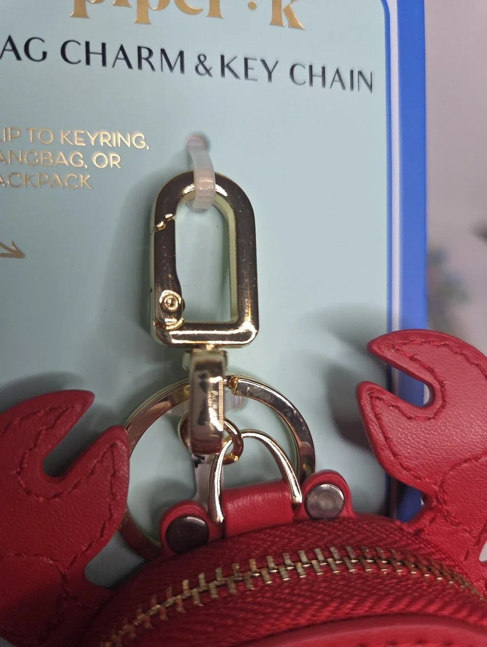 Piper K Red Crab Zip Coin Bag Charm & Key Chain NEW